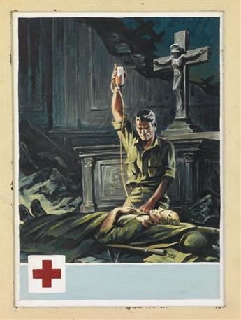 (ADVERTISING.) JOHN FRANKLIN WHITMAN. Pair of WWII Red Cross maquettes.